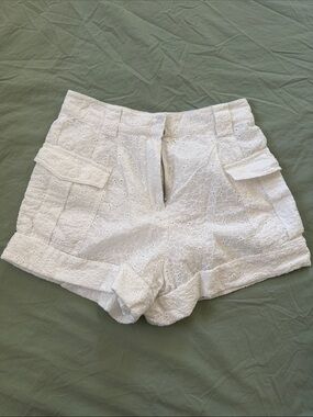 Derek Lam 10 Crosby White Eyelet Cargo Shorts - Women's Summer Shorts